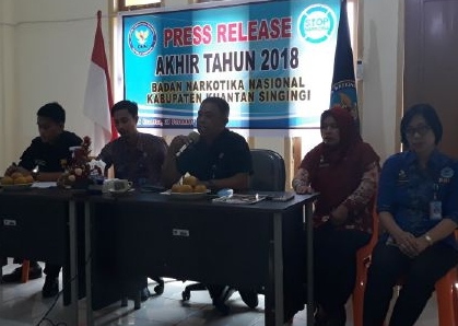 Press release akhir tahun 2018 BNNK Kuansing, Jumat (28/12/2018). 