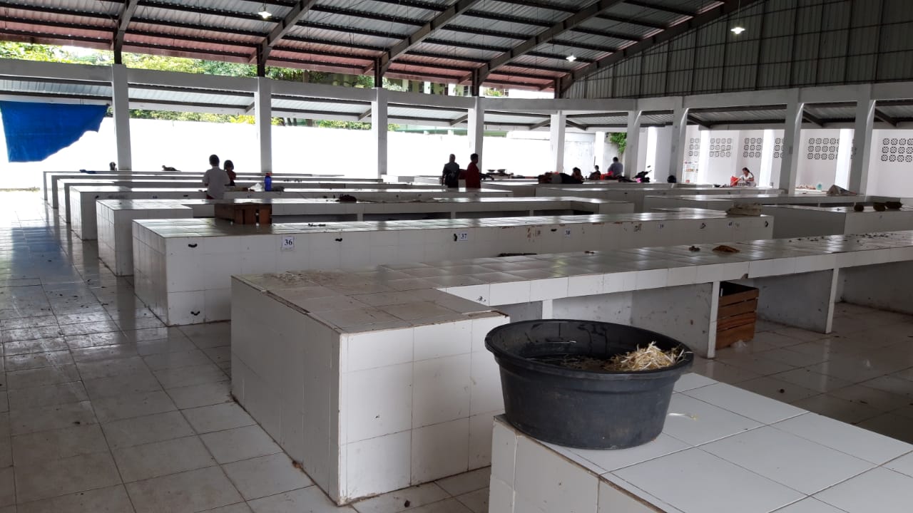 Kondisi Pasar Higienis tempat relokasi pedagang Jalan Teratai, Kota Pekanbaru masih sepi