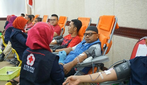 KDD RAPP kembali gelar donor darah ke-53. Suasana donor darah massal yang diikuti warga dan karyawan RAPP. 
