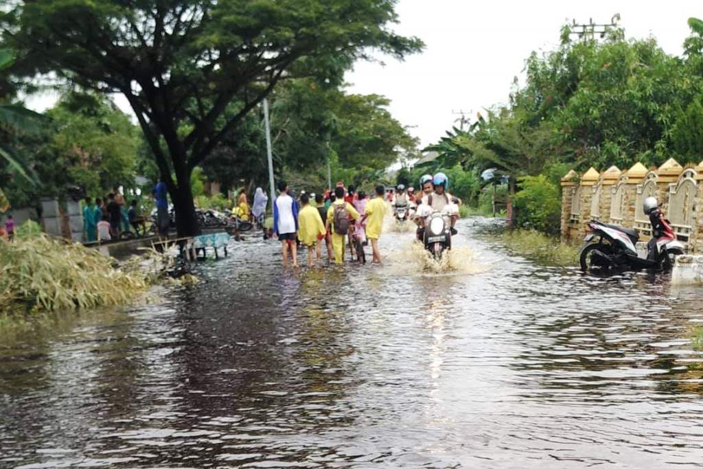 Banjir di Bengkalis rendam rumah warga dan badan jalan.