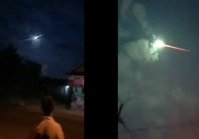 Tangkapan layar video yang tunjukkan hujan meteor di Kalteng.