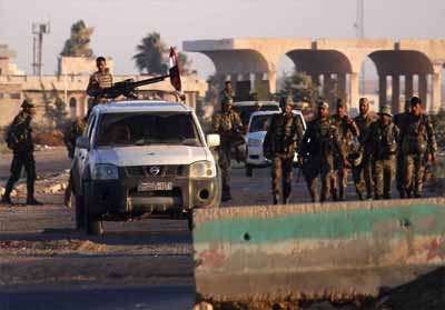  Pasukan propemerintah Suriah tiba di perbatasan Nassib yang berseberangan dengan Yordania, selatan Daraa, usai terjadinya kesepakatan gencatan senjata dengan kelompok pemberontak.