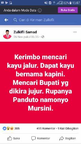  Screnshoot laman Facebook milik Zulkifli Samad.