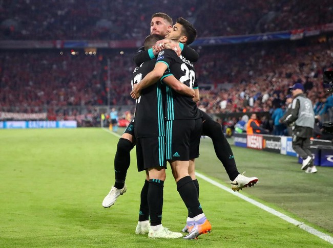 Real Madrid merayakan gol ke gawang Bayern Munich. Foto Int