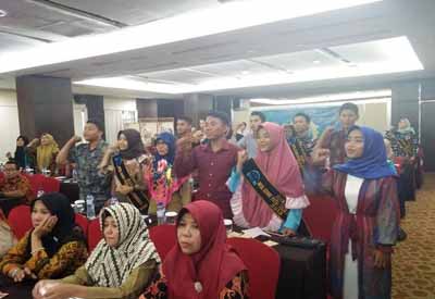 Acara workshop penyiapan perencanaan kehidupan berkeluarga bagi remaja putri sebagai calon ibu bagi pengelola genre tingkat kabupaten/kota dan Penguatan Forum Genre tingkat Provinsi Riau, Senin (22/4/2019).