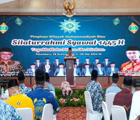 Silaturrahim Syawal 1445 H Muhammadiyah Riau di Ballroom Menara Bank Riau Kepri, Pekanbaru, Rabu (8/5/2024) (foto:istimewa)