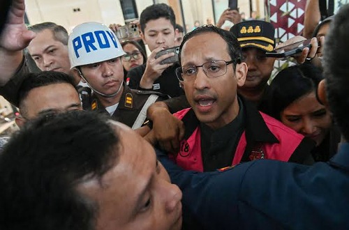 Nadiem Makarim tersangka kasus korupsi pengadaan Chromebook.(foto: int)