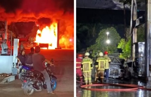 Damkar bergerak cepat, kebakaran mobil di SPBU Pekanbaru berhasil dicegah meluas (foto/int)
