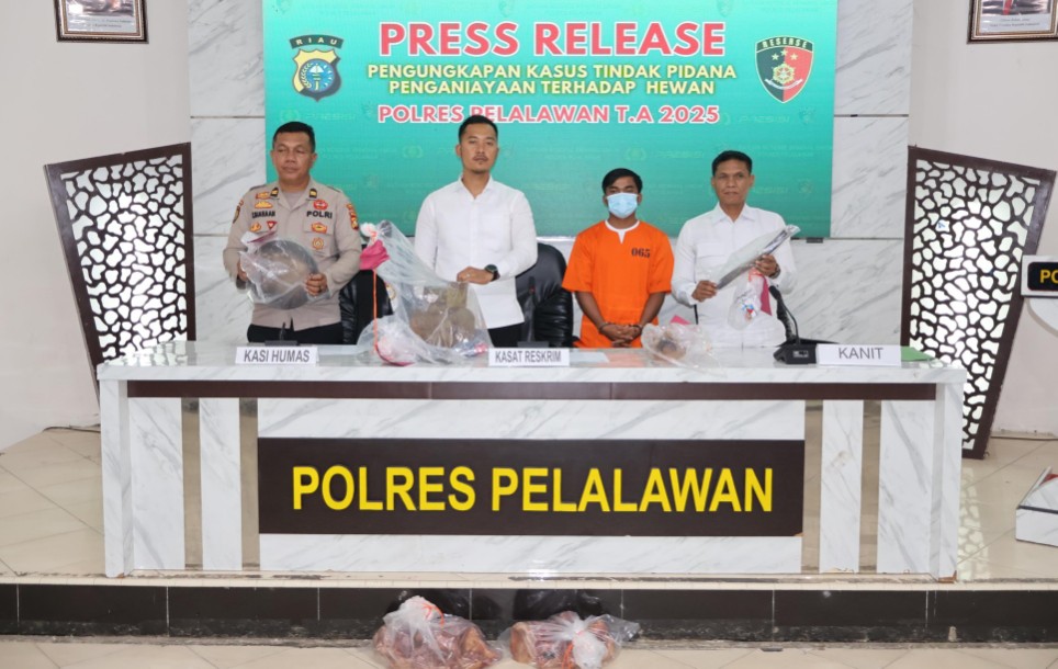 Sat Reskrim Polres Pelalawan berhasil mengamankan penjagal anjing di Pelalawan (foto/Andy)