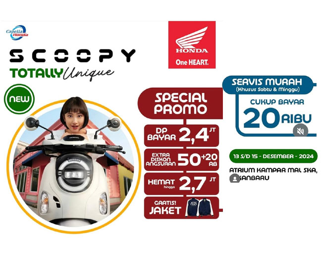 Honda luncurkan New Scoopy di Mal Ska Pekanbaru akhir pekan ini.