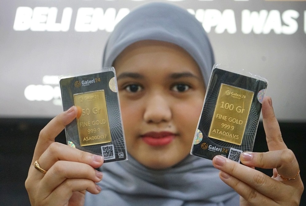 Harga terkini emas 1 gram Galeri 24 Pegadaian Pekanbaru (foto/riki)