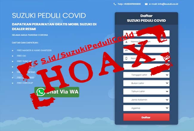 Suzuki Tanggapi Beredarnya Informasi Hoax Terkait Program Suzuki Peduli Covid   