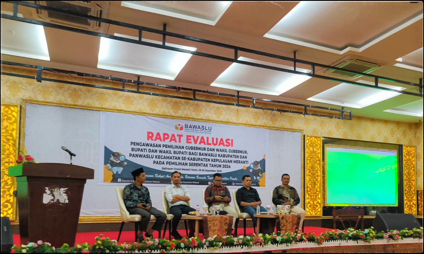 Bawaslu Kepulauan Meranti menggelar rapat evaluasi pengawasan Pilkada Bupati dan Wakil Bupati, serta Gubernur dan Wakil Gubernur tahun 2024