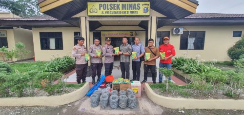 Sinergi Polsek Minas, PT Riau Abadi Lestari, dan masyarakat Rantau Bertuah untuk wujudkan ketahanan pangan dan cegah Karhutla (foto/ist)