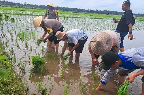 Kapolres Siak bersama petani di Bungaraya.(foto: istimewa)