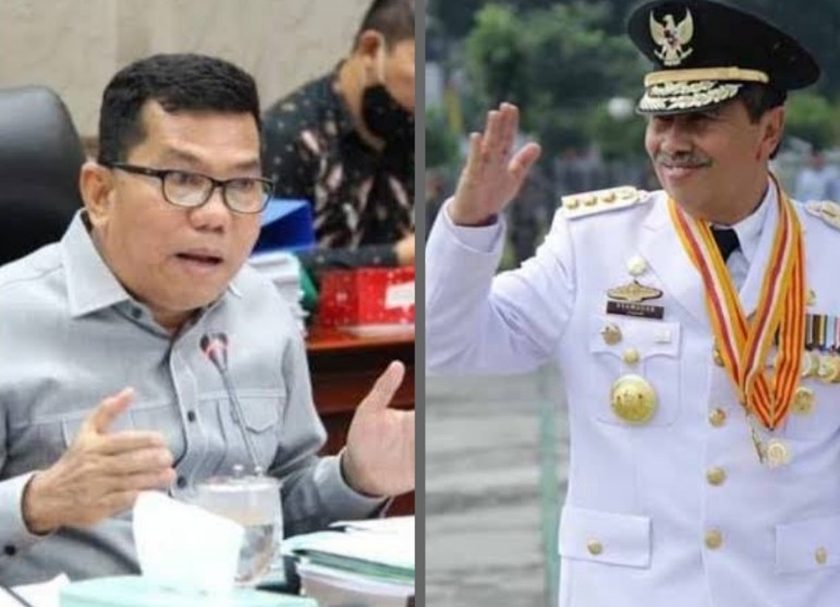 Sekretaris Komisi II DPRD Riau Husaimi Hamidi (kiri) pertanyakan PI 10 persen (foto/int)