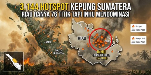 Sebaran hotspot di Sumatera dan Riau sore ini.(ilustrasi/AI/halloriau.com)