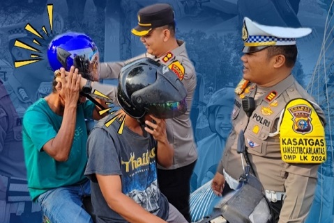 Ilustrasi Polres Inhu minta pengendara motor selalu menggunakan helm ganda (foto/andri)