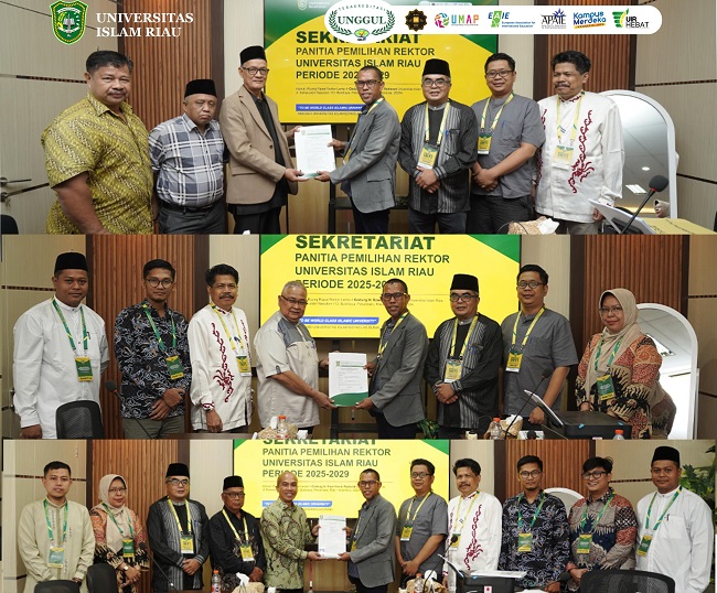 Tiga dosen UIR resmi mendaftarkan diri sebagai bakal calon Rektor UIR untuk periode 2025–2029. 