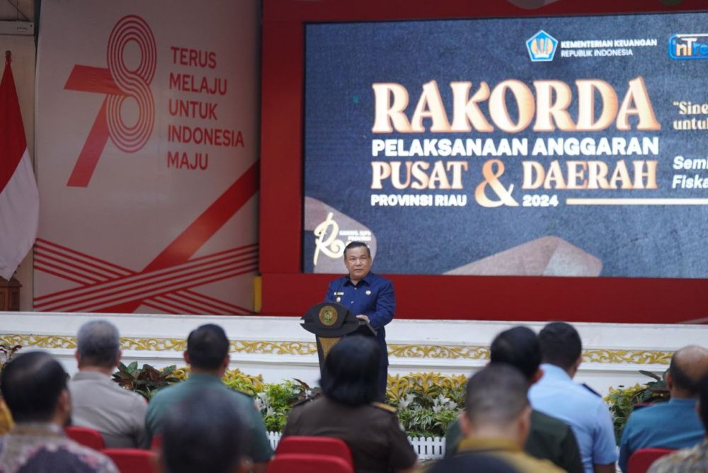Pj Gubri, SF Hariyanto buka Rakorda pelaksanaan anggaran pusat dan daerah Provinsi Riau 2024 (foto/int)