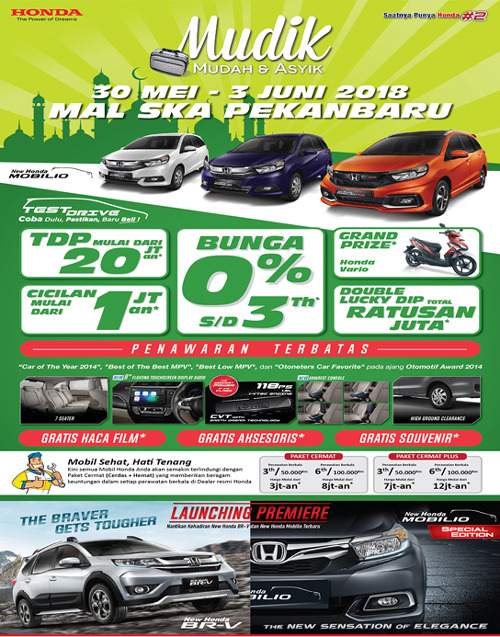Malam Ini, Honda Launching BR-V Facelift dan Mobilio Edisi Spesial di Mal Ska