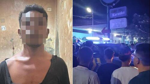 Pelaku penjaga pos tempat karaoke di Rohil diduga melakukan penikaman terhadap pengunjung. (Foto: Tribun Pekanbaru)
