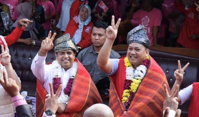 Ketua DPW PSI Riau, Juandy (kanan) dampingi Cagubri, Nasir kampanye di Rohil (foto/ist)