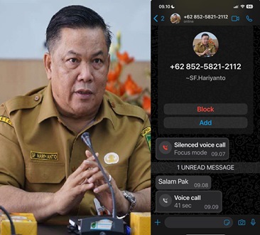 Akun whatsapp penipu catut Pj Gubernur Riau.(foto: sri/halloriau.com)