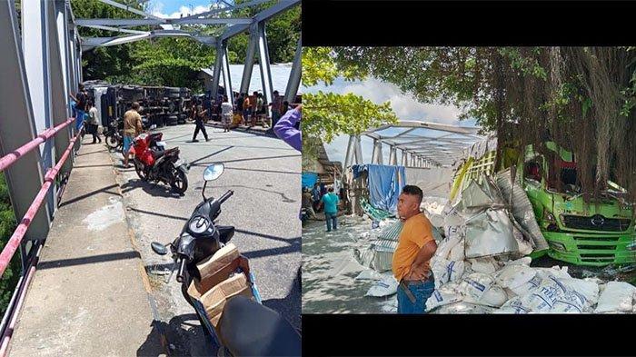 Truk terbalik di Jembatan Tanjung Alai bikin lintas Riau-Sumbar macet (foto/int)