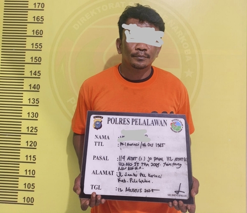 Polres Pelalawan berhasil membekuk seorang tersangka dan menyita 8 paket sabu. (Foto: Andi Indrayanto)