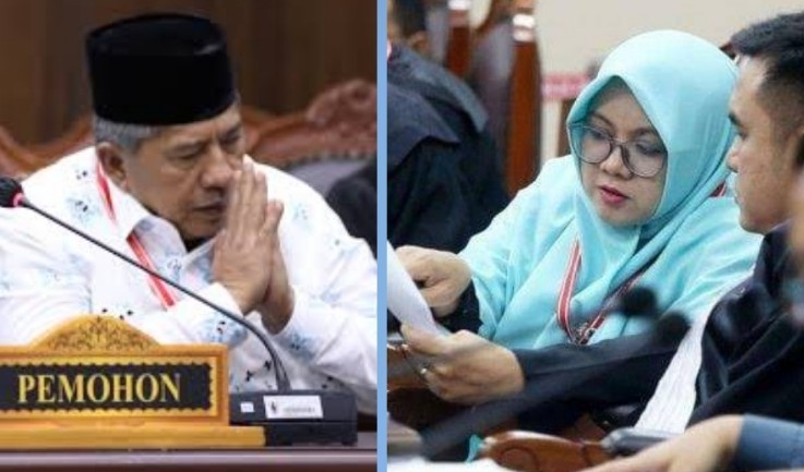 Sengketa hasil Pilkada Siak, Alfedri (kiri) dan Afni Z bersidang di MK (foto/int)