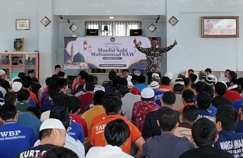 Lapas Kelas IIA Bagansiapiapi peringati Maulid Nabi, WBP didorong teladani akhlak Rasulullah (foto/Afrizal)