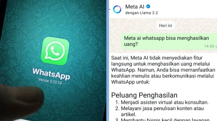 Meta AI WhatsApp tidak ada fitur resmi menghasilkan uang atau monetisasi (foto/int)