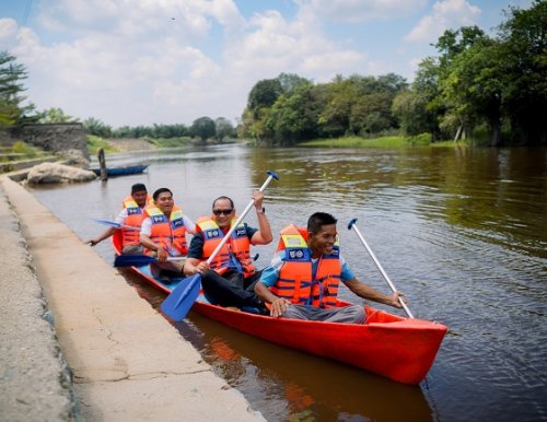 Destinasi wisata kawasan tepian Batang Mandau di Desa Balai Pungut, Kecamatan Pinggir, Kabupaten Bengkalis.
