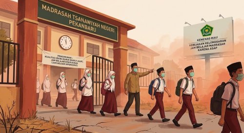 Kemenag minta madrasah Riau prioritaskan keselamatan siswa saat kabut asap.(ilustrasi/halloriau.com)
