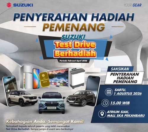 Buana Indomobil Trada (BIT) akan melakukan pencabutan undian program Test Drive Berhadiah di Atrium Siak, Mal Ska Pekanbaru,  Sabtu (1/8/2026).