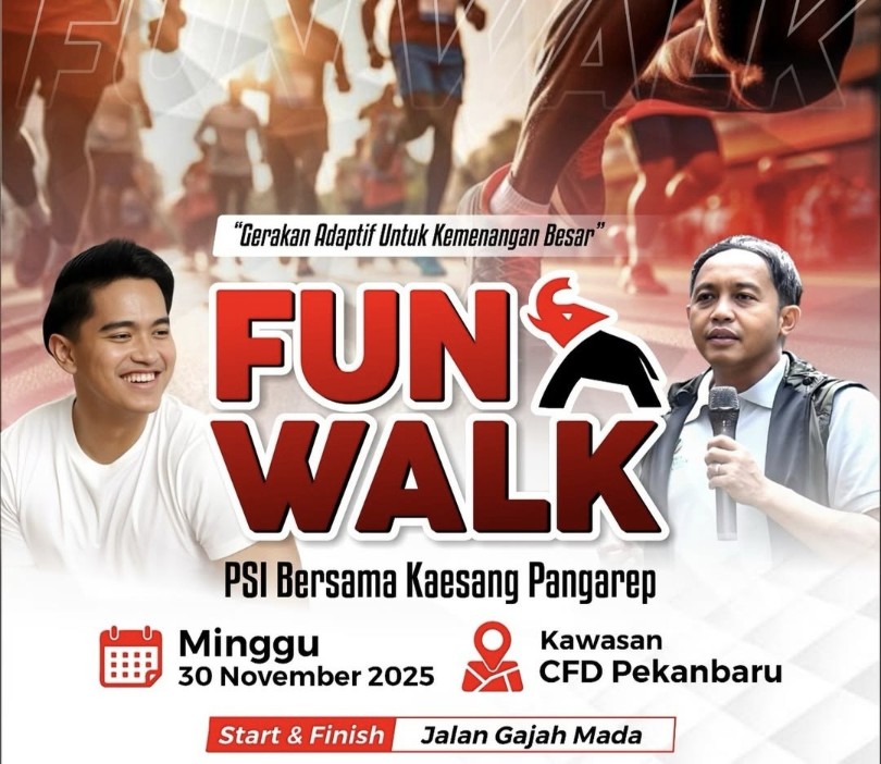 PSI Riau menggelar Fun Walk bersama Kaesang di CFD Pekanbaru (foto/ist)