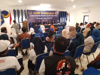 Rapat koordinasi Nasdem Riau bahas agenda kunjungan Capres Anies Baswedan (foto/ist)