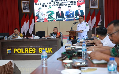 Polres Siak gelar Rakor pengamanan debat publik Paslon Bupati dan Wakil Bupati Siak (foto/diana)