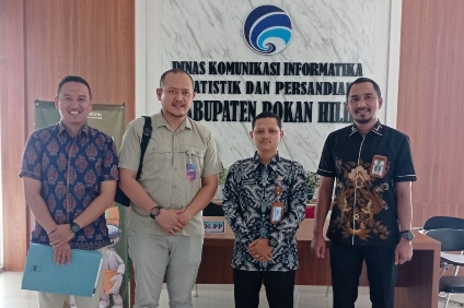 Diskominfotik Provinsi Riau berkoordinasi dengan Dinas Kominfotik Kabupaten Rokan Hilir, Kamis (9/9/2022) lalu. 
