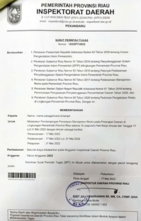 Surat perintah tugas Inspektorat Riau.
