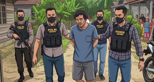Otak aksi pelarian belasan tahanan Polres Kampar berhasil dibekuk.(ilustrasi/AI/halloriau.com)