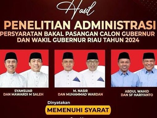 Three Pairs of Candidates Selected to Govern Riau 204.