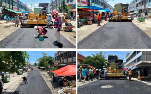 Pekerjaan rekondisi jalan (pengaspalan) di ruas Jl Alimudinsyah pada tanggal 4 Oktober 2022 sepanjang 185,5 meter. Foto Ist