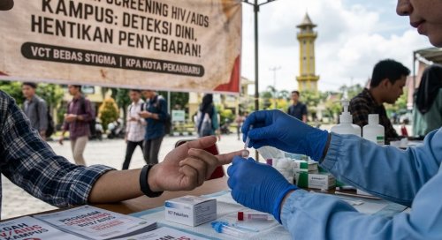 Kasus HIV di Pekanbaru mengancam, mahasiswa kini jadi target screening.(ilustrasi/AI/halloriau.com)