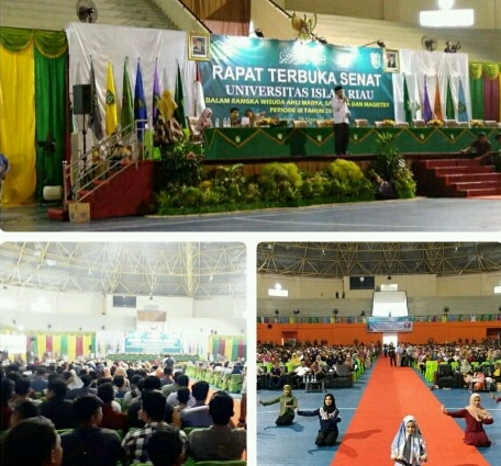 Suasana gladi bersih calon wisudawan Universitas Islam Riau di GOR Indoor Volly Kampus UIR pada Jum