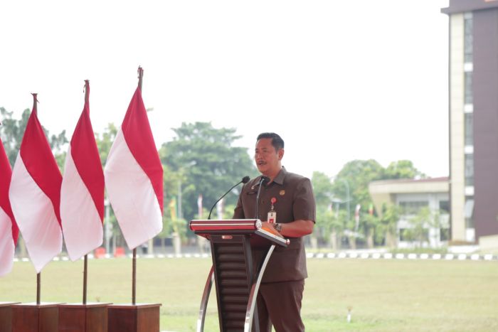 Asisten I Setdaprov Riau, Jenri Salmon Ginting saat hadiri peresmian gedung baru Mapolda Riau di Jalan Pattimura Pekanbaru, Jumat (18/12/2020).Foto IST
