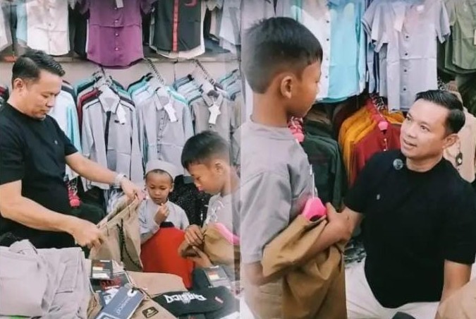 HT Group menggelar kegiatan sosial dengan mengajak sejumlah keluarga kurang mampu berbelanja pakaian baru (foto/Andy)