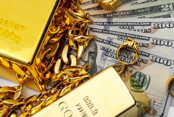 ilustrasi emas dan dolar