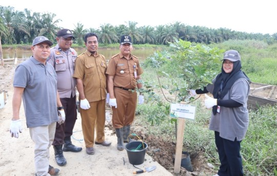 EMP Energi Riau lakukan penanaman tanaman produktif di pinggiran sungai Desa Paya Rumbai (foto/int)